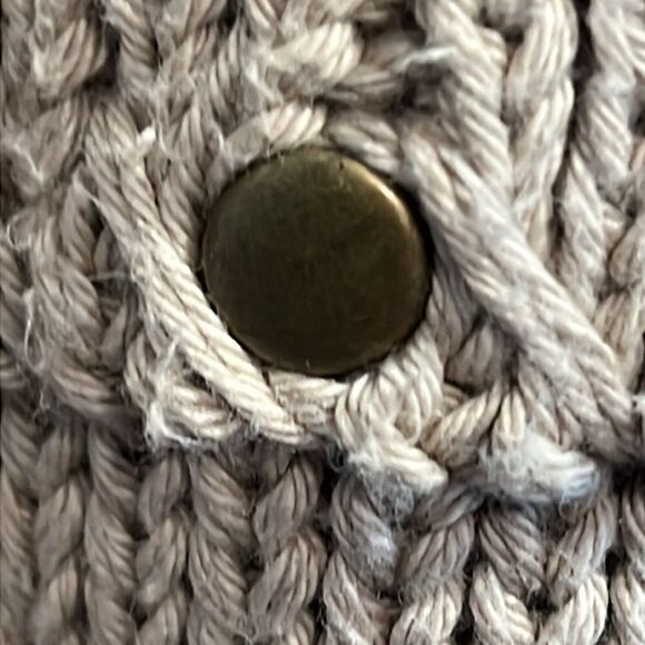 PURE Handknit Cotton Button Up‎ Tan Cardigan Sweater Size S/M - Picture 6 of 12